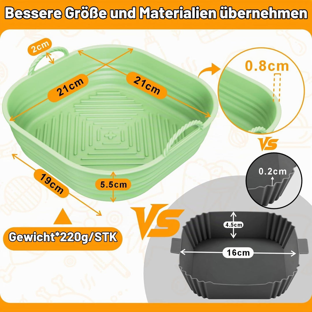 Silikonform für Heissluftfritteuse Zubehör | Air Fryer Liners Wiederverwendbar anstelle Airfryer Bac