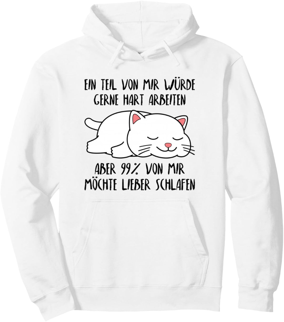 Lustiger Faulenzer Spruch Katze Schlafshirt Damen Herren Pullover Hoodie