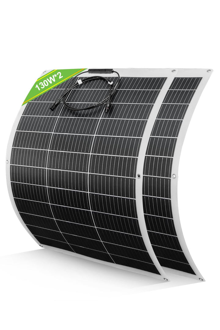 ECO-WORTHY 260W Solarpanel Flexibel 12V (130W*2pcs) Fiberglas Material 12BB Mono Zell 23% Hohe Umwan