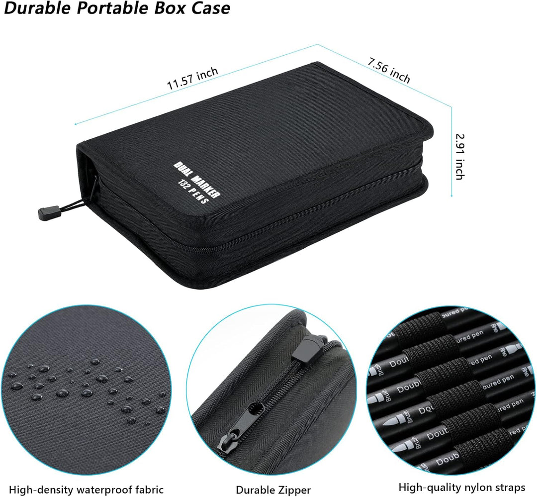 TrendGate Dual Brush Pen Set, 132 Farben Fineliner und Pinselstifte Set, Doppel Filzstifte Dicke und