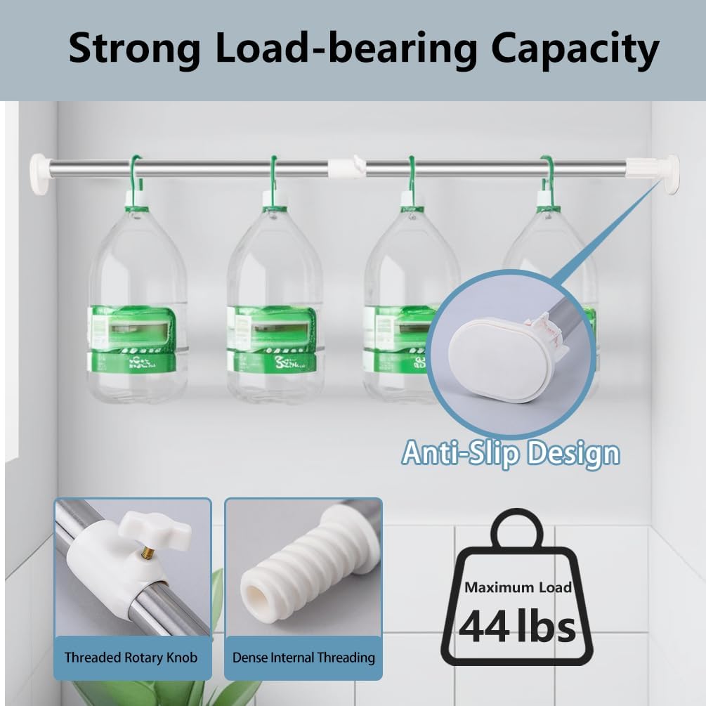 Hershii Gardinenstange ohne Bohren Erweiterbare Fenster Gardinenstange Kleiderbügelstange Ausziehbar