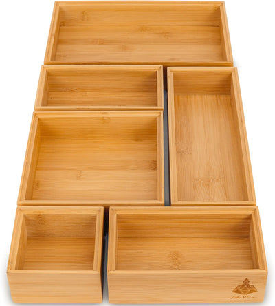 Lilly Things ANTIRUTSCH Bambus Schubladen Ordnungssystem (6 teilig, Holz) Schubladen Organizer Schub