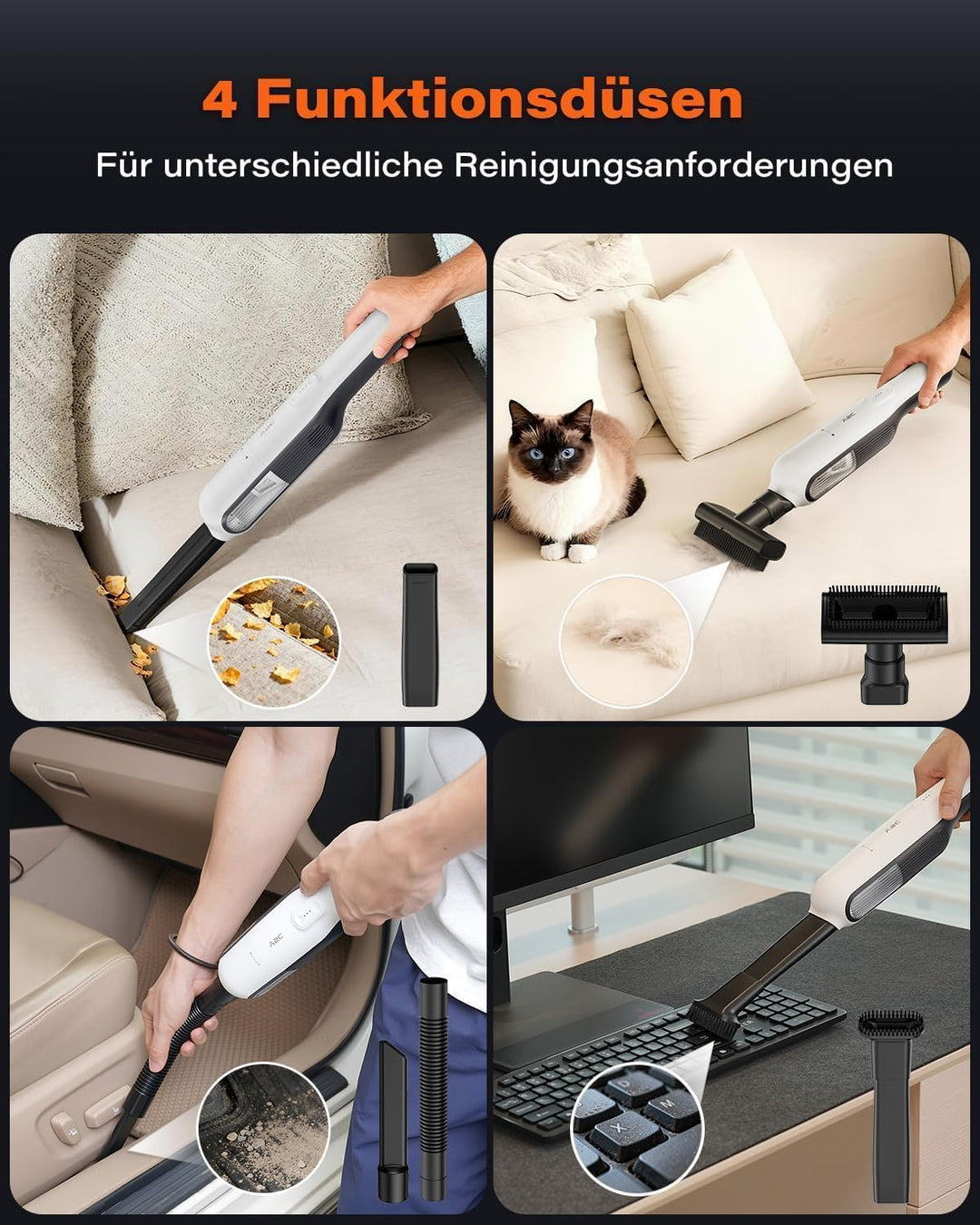 A2C handstaubsauger Auto 19000Pa, 3-in-1 handstaubsauger, 2-Gang tragbar wiederaufladbar autostaubsa