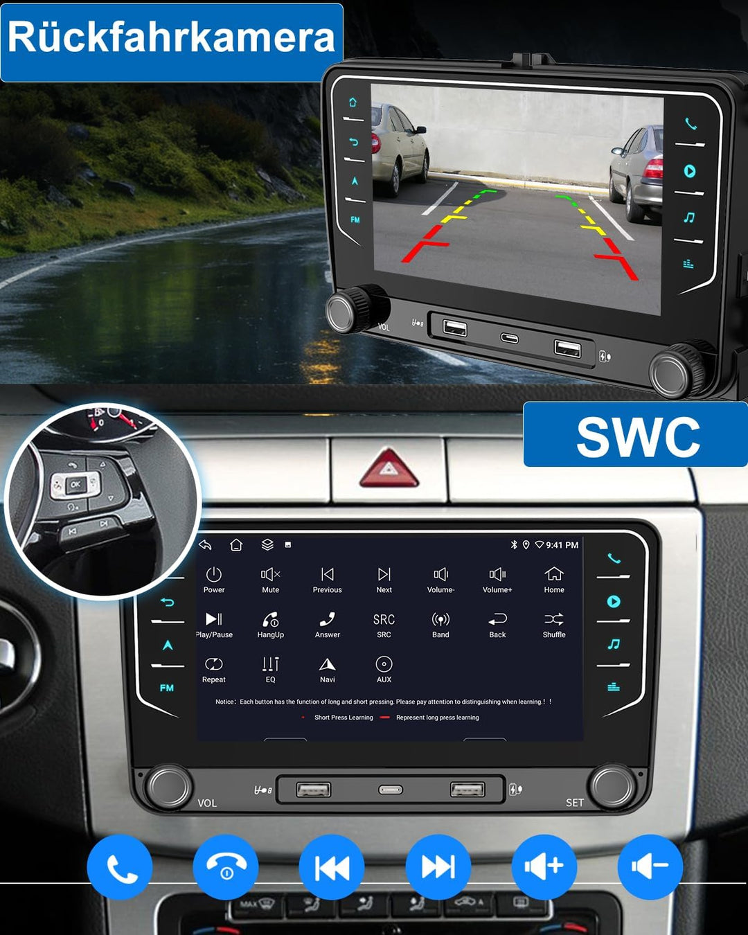 ESSGOO 4+64G Bluetooth Autoradio CarPlay und Android Auto Für VW Golf 5 6 Plus Touran Tiguan EOS Pas