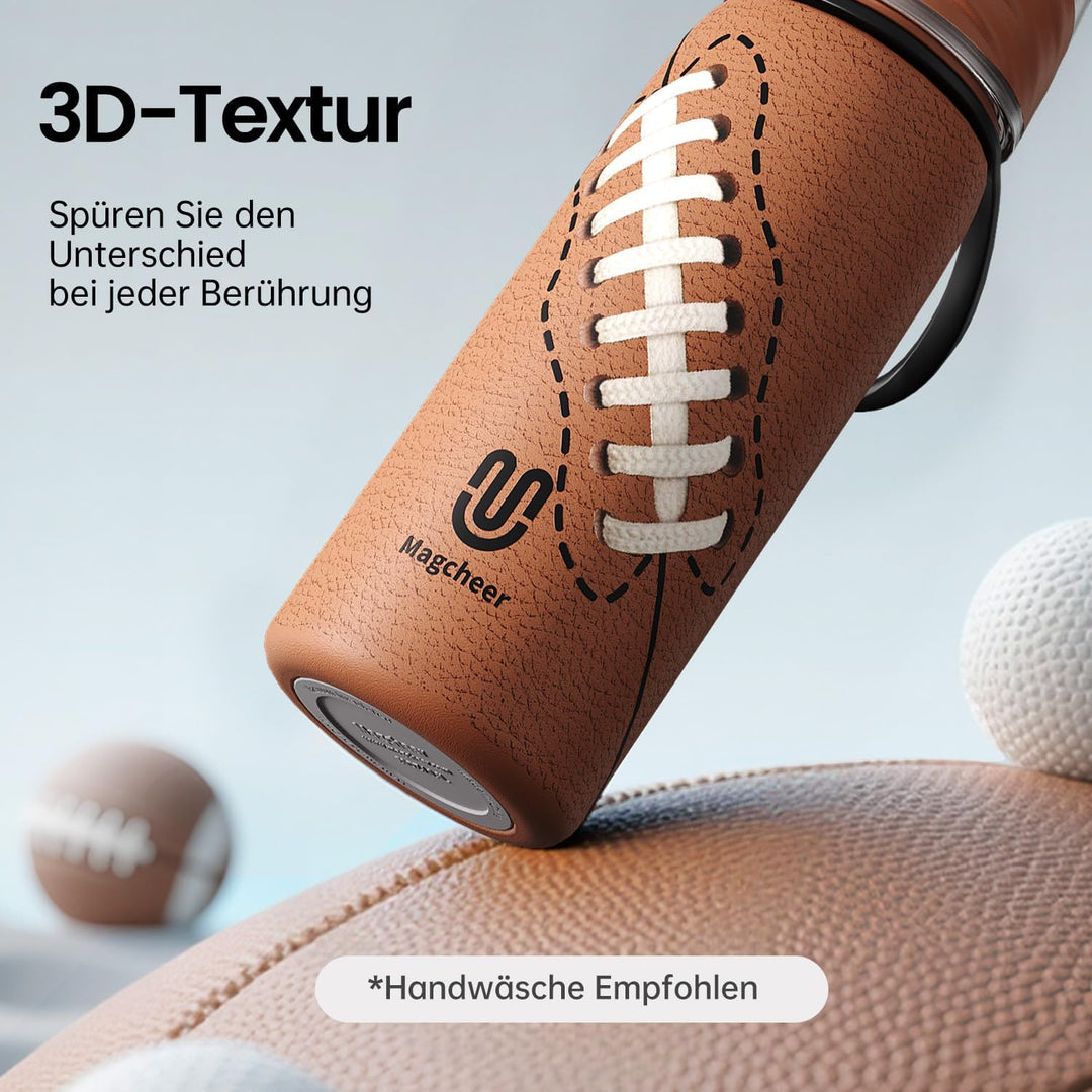 magcheer 600ml Trinkflasche Kinder Rugby mit Sprühfunktion | 3D Strukturierte Isolierte Nebel Wasser