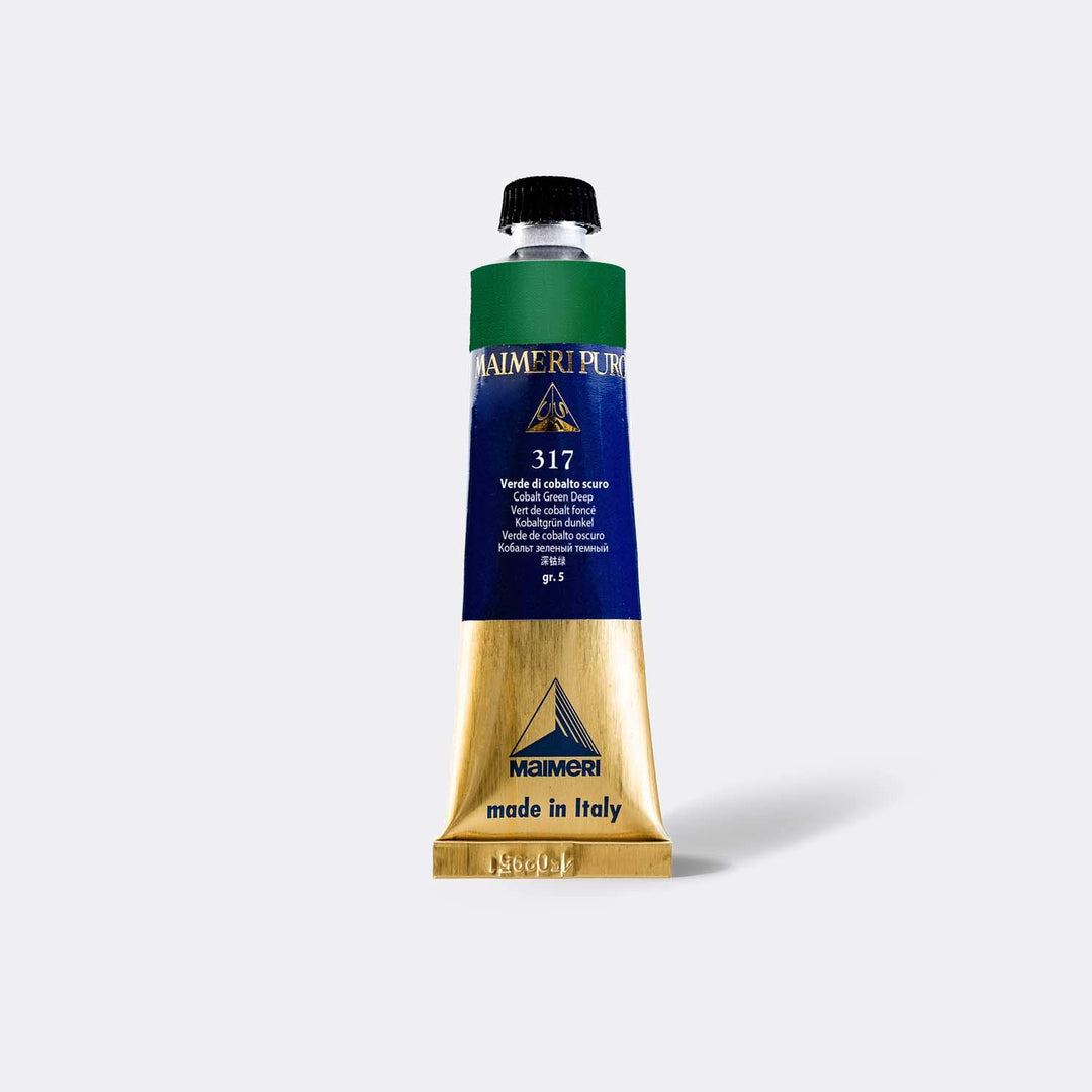 MAIMERI PURO 40 ml, Hochwertige Ölfarben, Farbton Kobaltgrün dunkel