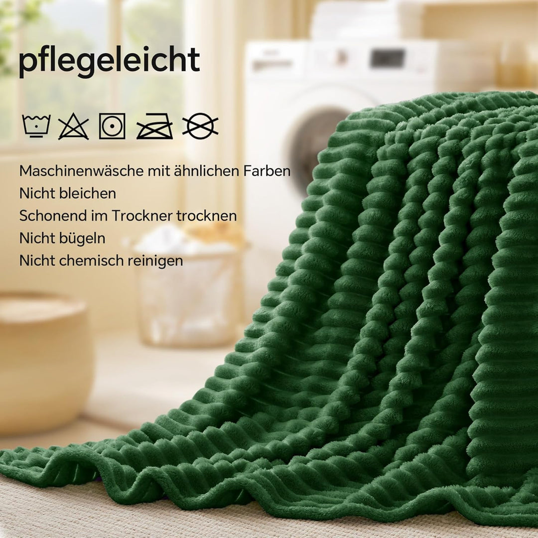 BEDELITE Kuscheldecke Flauschig Decke Extra Gross - weiche Flanell Decken Grün 230x270 für Bett, Dek