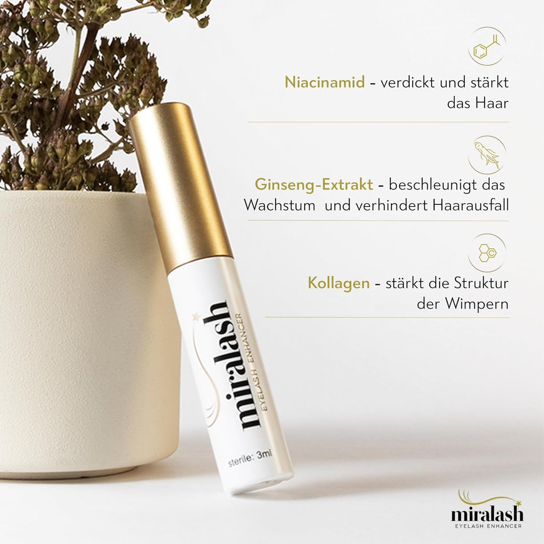 MIRALASH Eyelash Conditioner 3 ml Wimpernserum für Wimpernverlängerung und Wachstumsförderung, Serum
