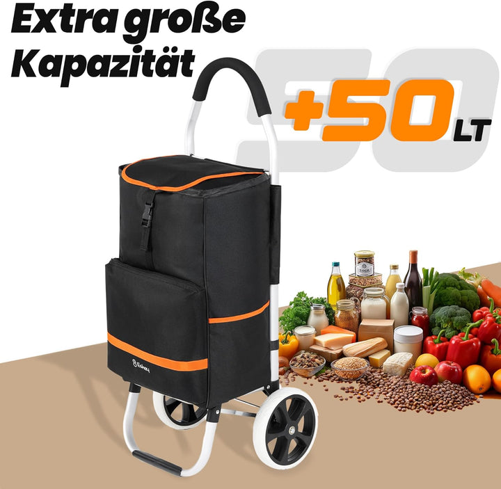 Eskey Einkaufstrolley mit Kühlfach – Robuster Einkaufstrolley klappbar faltbar – Wasserdichter Einka