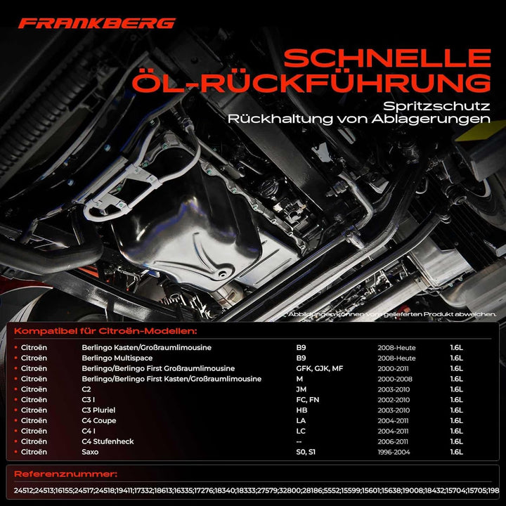 Frankberg Ölwanne für Berlingo B9 C3 I C4 LA_ LC_ Saxo S0 S1 Xsara N1 N2 N0 206 CC 2D 2E/K 2A/C 207