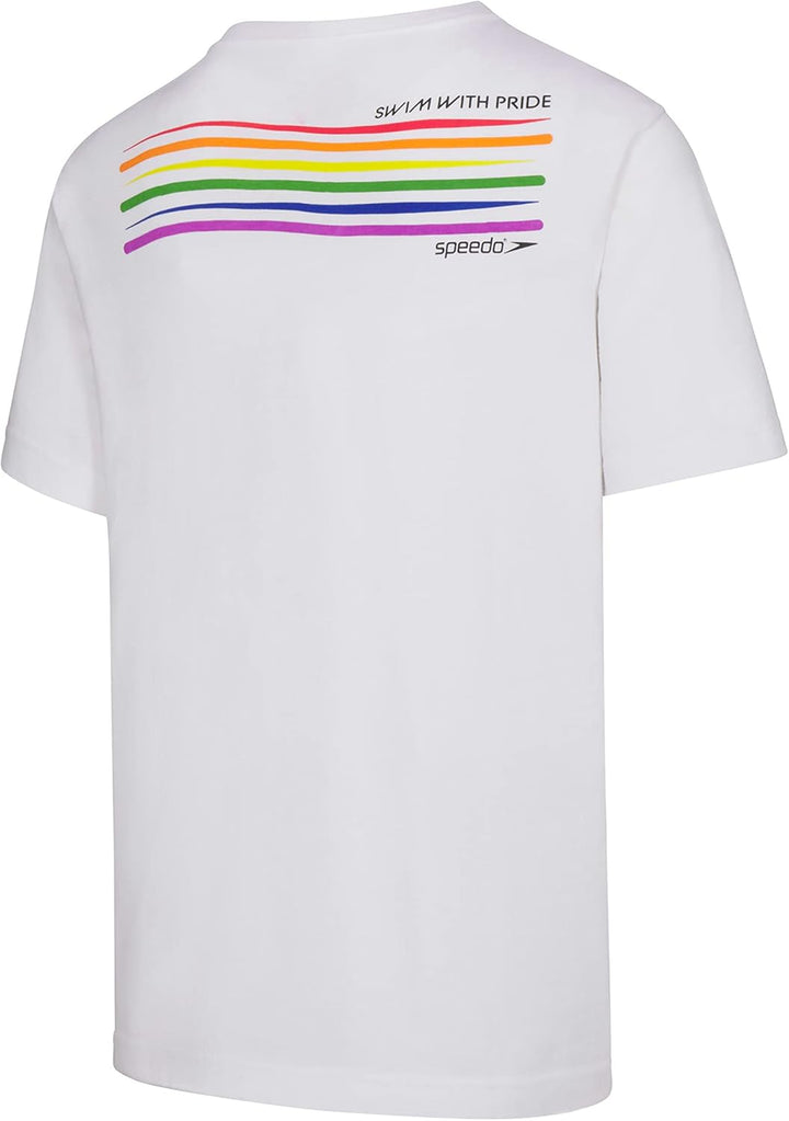 Speedo Unisex T-Shirt mit Kurzen Ärmeln, Rundhalsausschnitt, Pride Graphic Kurze Ärmel L 2023 White,