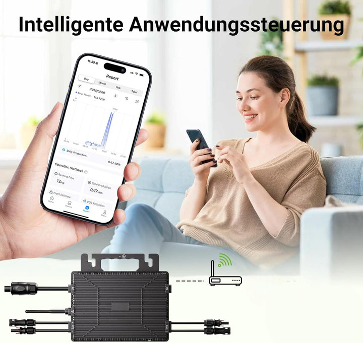 Balkonkraftwerk 800W Komplett mit Steckdose, 4x 200W Solarpanel Flexibel & Wechselrichter 800W, Plug