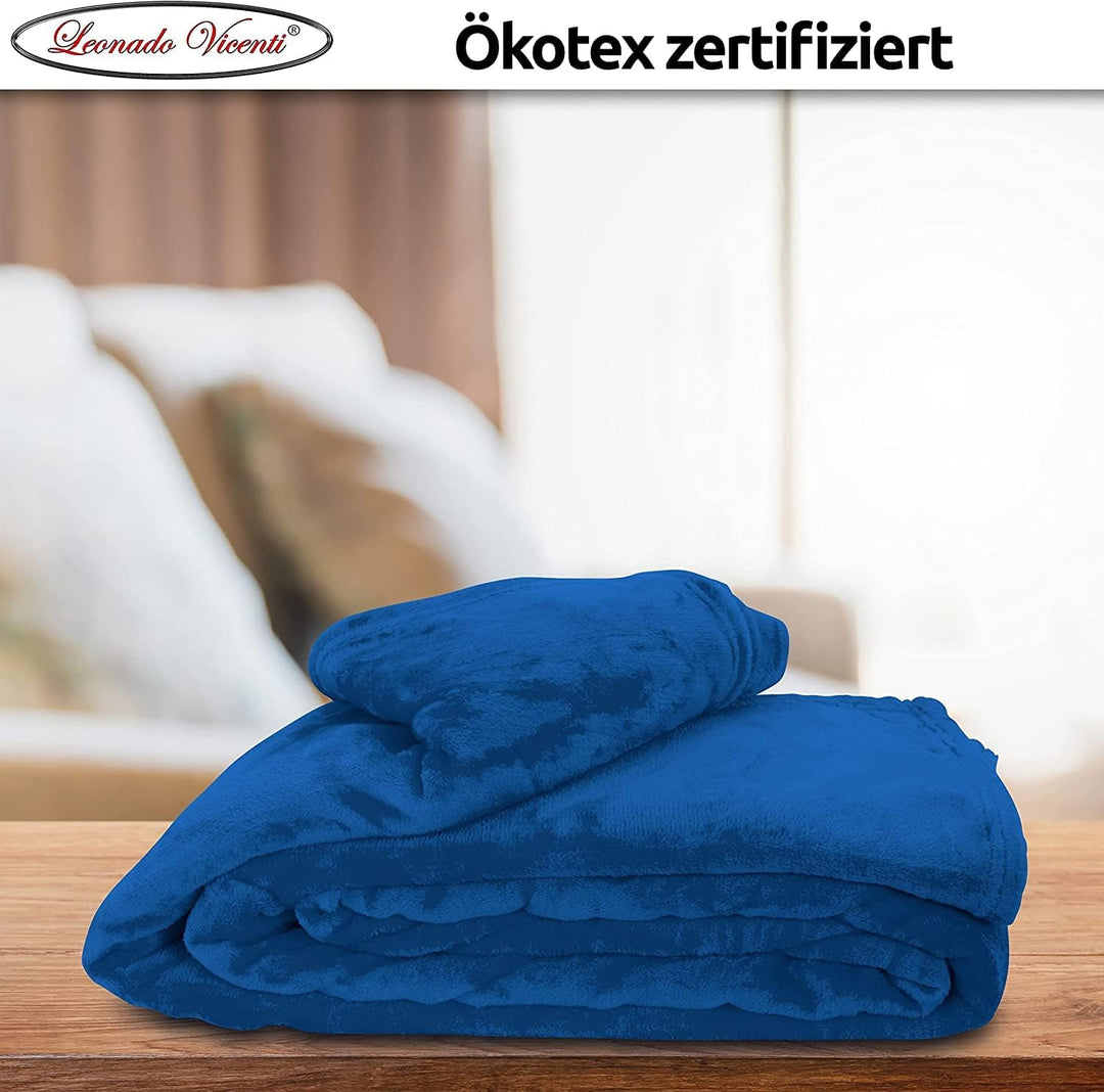 Leonado Vicenti 2er Set Flauschige Kuscheldecke 150x200 cm Fleecedecke Wohnzimmerdecke Sofadecke Tag
