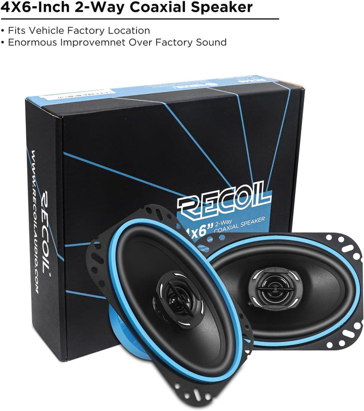 RECOIL RCX-46 Echo Serie 10x15 cm (4x6 Zoll) 2-Wege-Koaxiallautsprecher, 50 W RMS / 100 W Spitze, PE