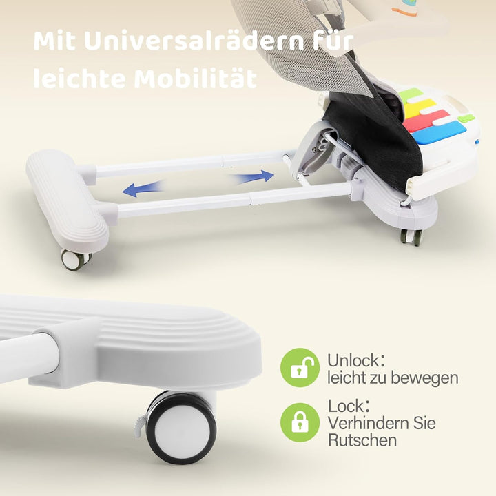 Babywippe mit Abnehmbarer Spielbogen, Baby Bouncer mit Klavierspielzeuge, Fütterungstablett, Verdick