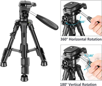 Neewer Mini-Dreibeinstativ aus Aluminium, tragbar und leicht, mit Panorama-Kugelkopf für DSLR, Smart