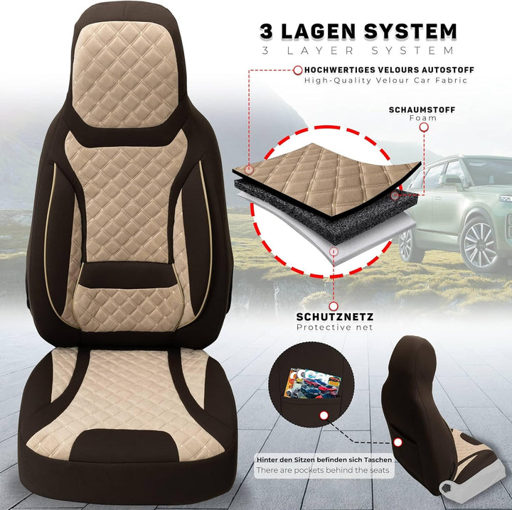 BREMER SITZBEZÜGE Mass Sitzbezüge Schonbezüge für Mercedes GLK X204 T2 T2 - Braun/Beige GLK X204, T2