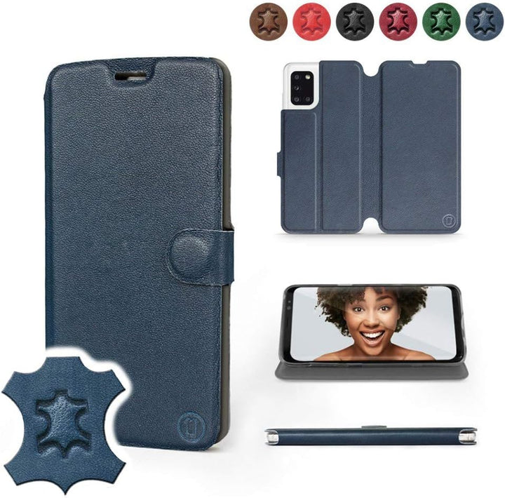 MOBIWEAR | Echt Lederhülle | Kompatibel mit Samsung Galaxy A71, Made in EU handyhülle, Slim Leather