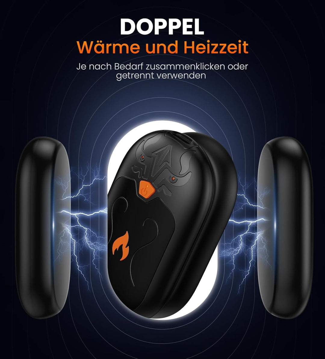 Handwärmer Wiederaufladbar 8000mAh, 2 Pack Handwärmer Elektrische mit 24 Stunden Wärme, Tragbarer Ta