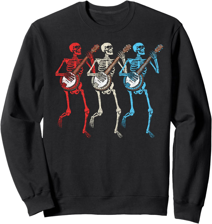 Retro Red White & Blue Dancing Skeletons & Banjos Vintage Sweatshirt