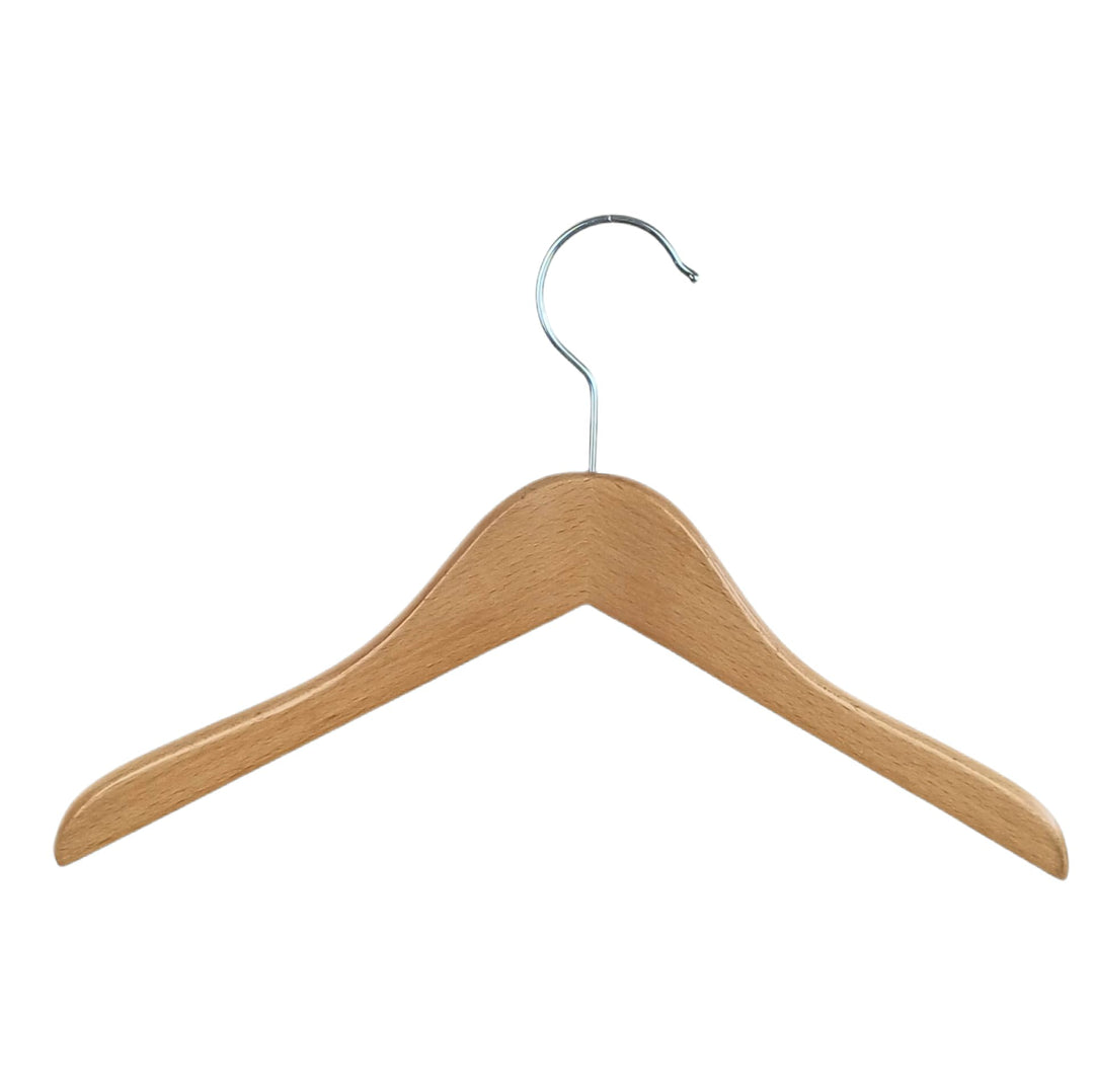 Hagspiel Kleiderbügel aus Holz, Kleiderbügel aus Buchenholz, Natur lackiert (Wasserlack), vernickelt