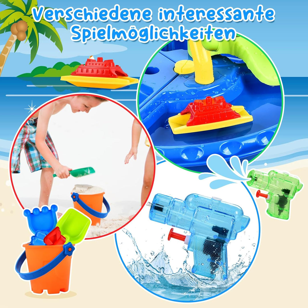 JONRRYIN 4 IN 1 Sand Wasserspieltisch, Wassertisch Strandspielzeug, Matschtisch Strandtisch für Kind