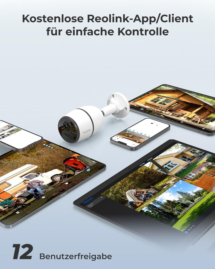 Reolink 3G/4G LTE Überwachungskamera Aussen Akku 2K 4MP mit microSD- und SIM-Karte, Personen-/Autoer