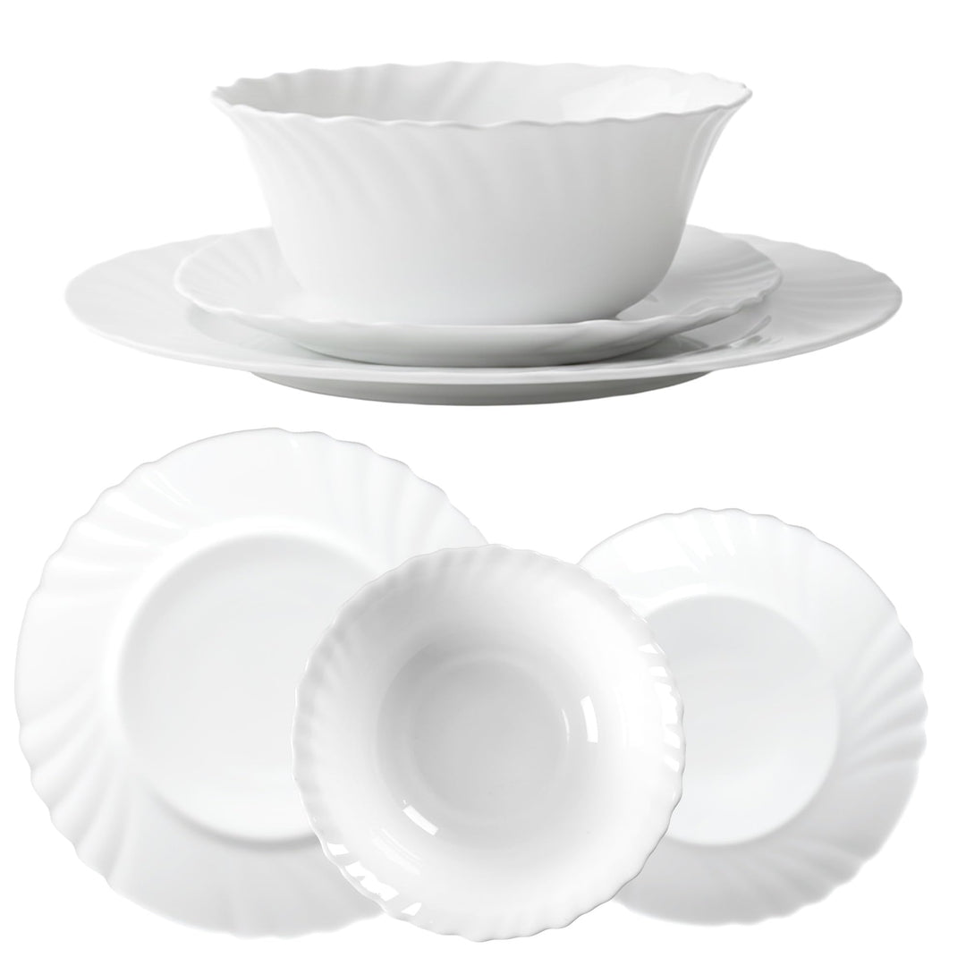 KADAX Geschirrservice 3-teilig, Geschirrset für 1 Person, Tafelservice mit Müslischale, Desserttelle