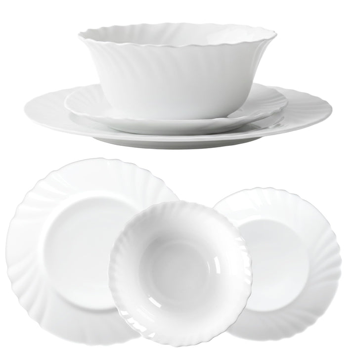 KADAX Geschirrservice 3-teilig, Geschirrset für 1 Person, Tafelservice mit Müslischale, Desserttelle