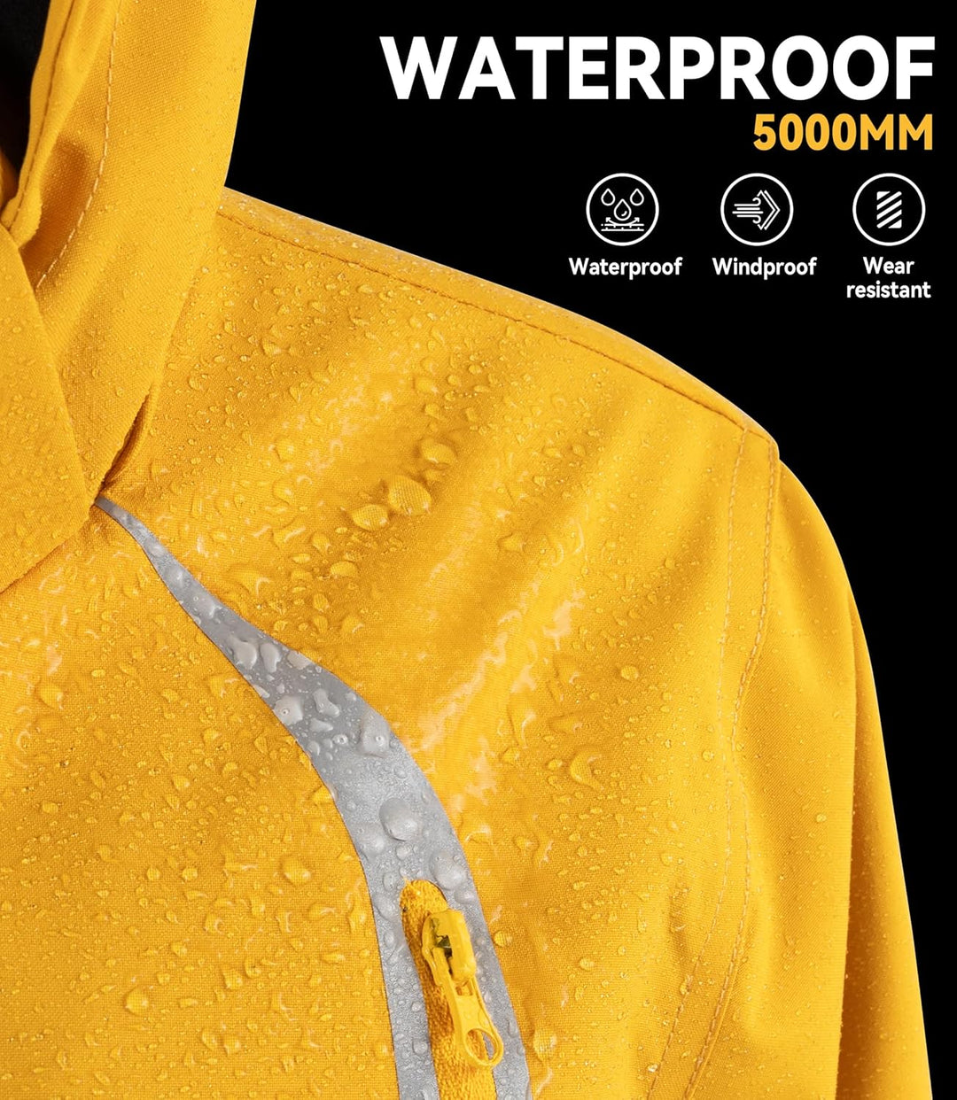 YoungSoul Kinder wasserdichte Regenjacke mit Abnehmbarer Kapuze, 146-152 Gelb