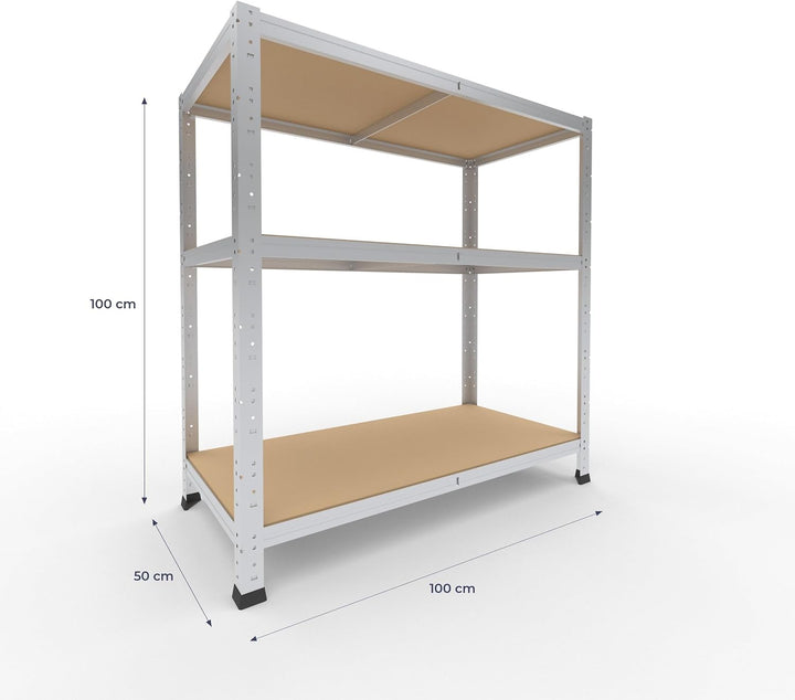 shelfplaza® 100x100x50cm Home Schwerlastregal verzinkt/Metallregal mit 3 Böden/Kellerregal Metall, G