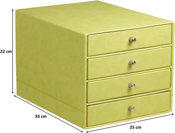 Rhodia 318866C Schubladenbox (mit 4 Schubladen, Griffe aus Metall, Kunstleder, elegant und praktisch