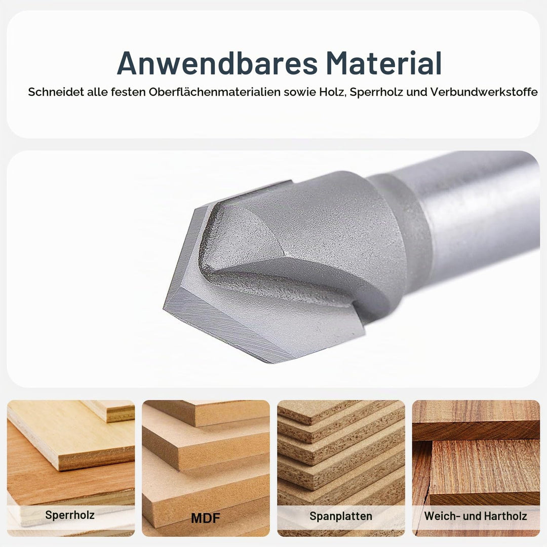 SpeTool Fasenfräser 8mm Schaft 90 Grad Gravierstichel V Nutfräser CNC Fräser Schaftfräser 12mm Schne