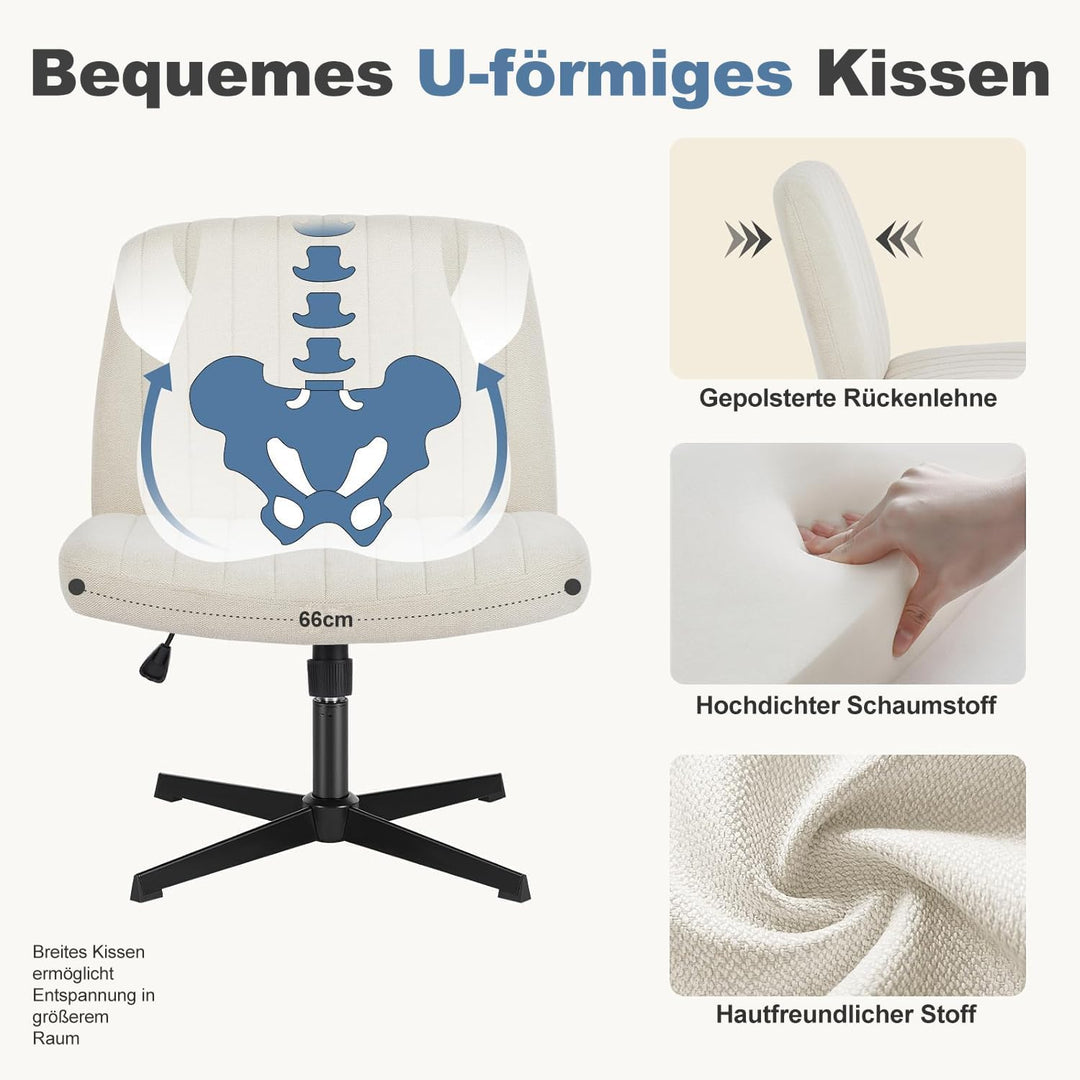DUMOS Bürostuhl Ohne Armlehne, Atmungsaktives und Bequemes Netzgewebe Schneidersitz Stuhl, mit Verbr