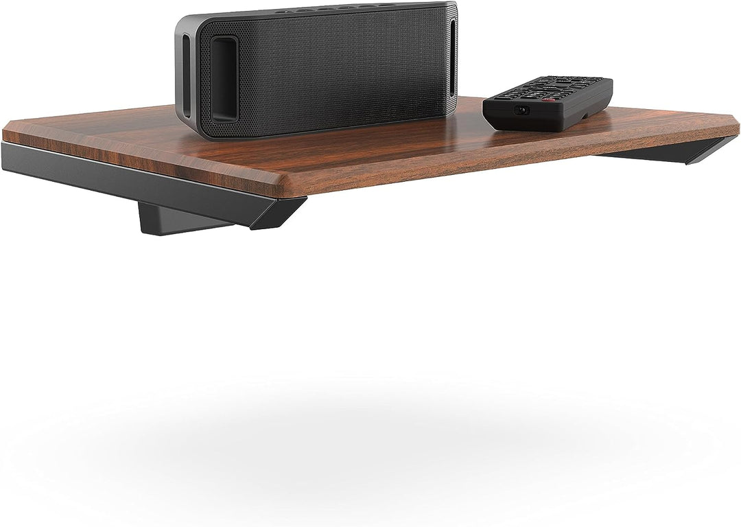 FITUEYES Design Multimedia Wandregal, Schweberegal aus Holz & Metall, HiFi Rack für TV Komponenten D