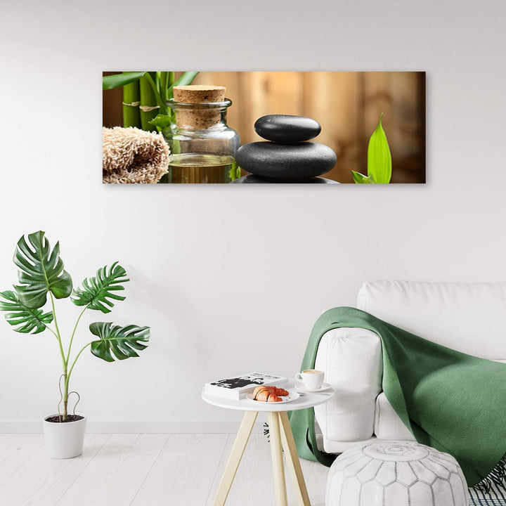 Wandbild XXL Spa Deko Kunst Bilder Zen Braun 158x53 cm Deko Paneel 158x53 cm Braun_b, Deko Paneel 15