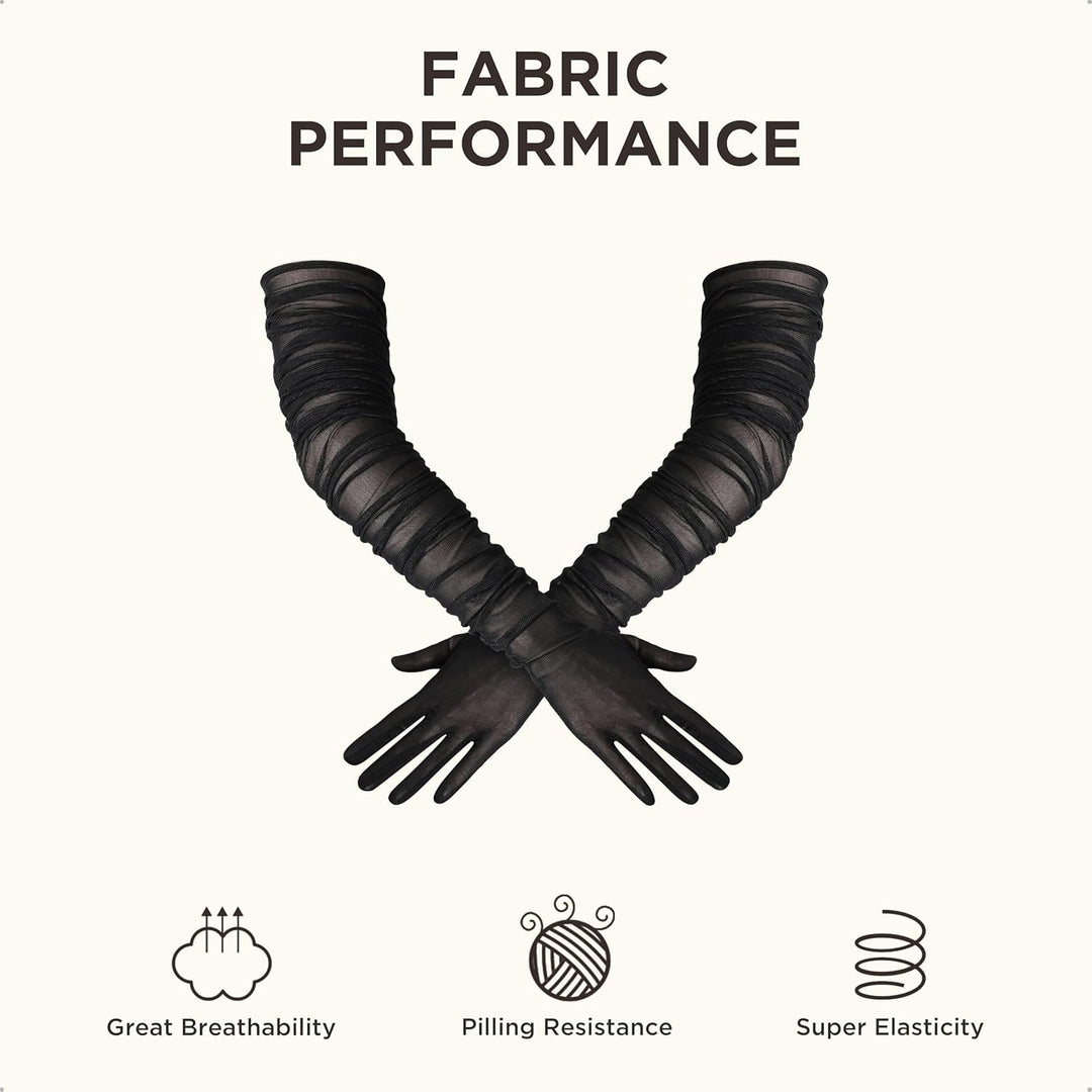 BABEYOND Lange Handschuhe für Damen - Weiches Stretch-Mesh-Tüll, Elegante Opernhandschuhe für Hochze