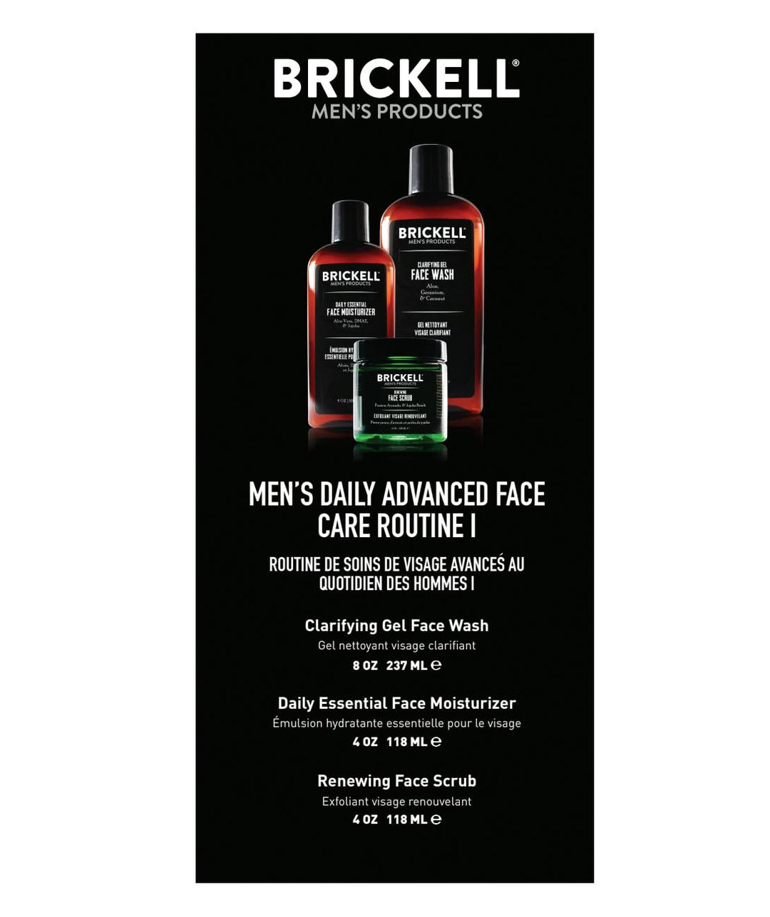 Brickell Men's Daily Advanced Face Care Routine I - Set aus Gesichtsreinigung, Feuchtigkeitscreme &