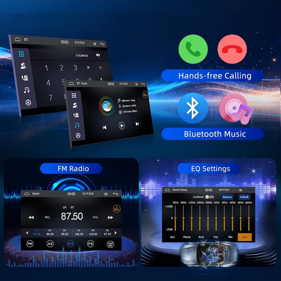 7 Zoll 2 Din Radio mit Wireless CarPlay &amp; Android Auto, Auto Radio Touch Display mit Rückfahrkamera,