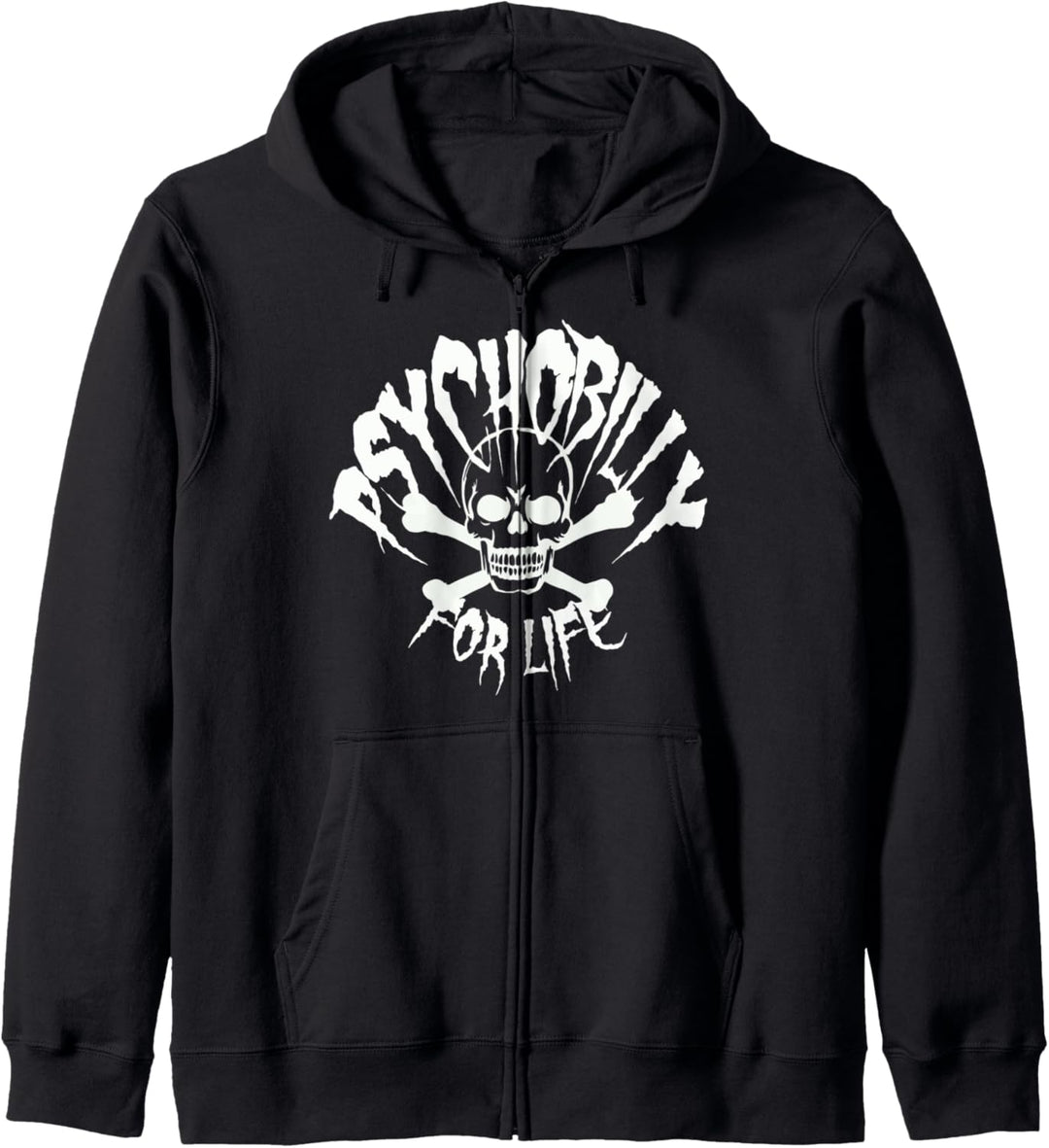 Psychobilly For Life Totenkopf und gekreuzte Knochen Kapuzenjacke