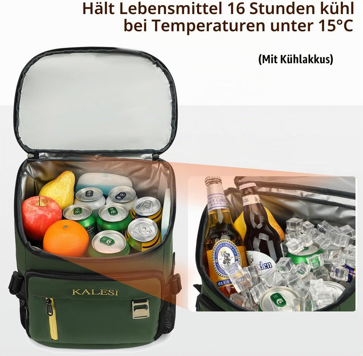 Kalesi Kühlrucksack 36 Dosen Leichter Isolierter Rucksack Kühler Auslaufsicher Reise Camping Mittage