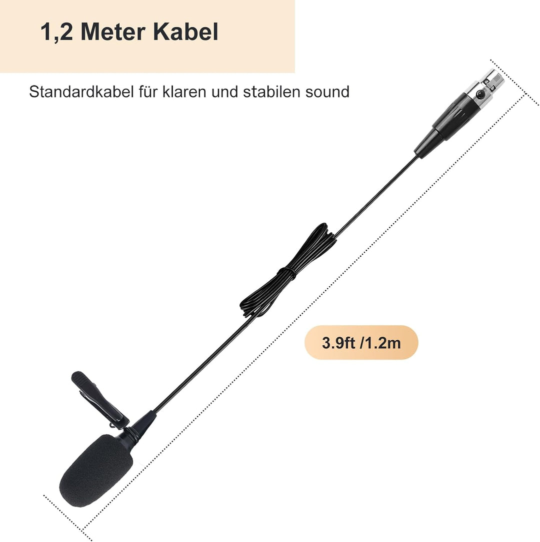 Lavalier-Mikrofon zum Anstecken, Nieren-Kondensator-Ansteckmikrofon, kompatibel mit Shure Bodypack-W