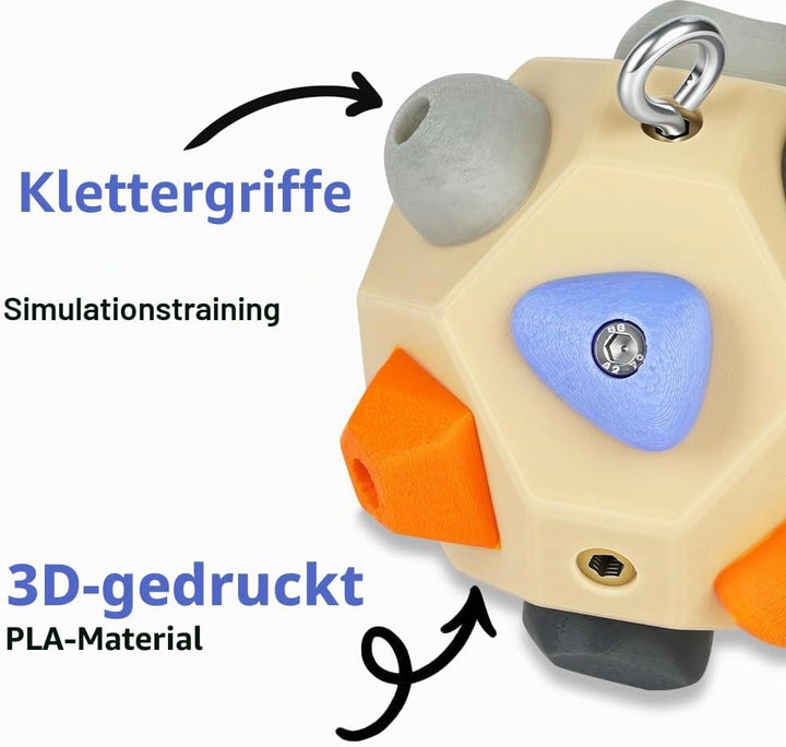 Handgefertigter 3D Boulder-Block mit 12 Harzhaltern, Tragbares Kletterball Fingergriff-Trainer Sport
