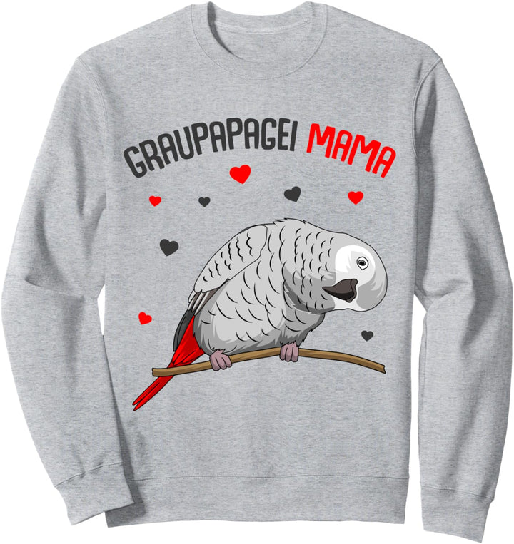Graupapagei Mama Liebe Papagei Herz Vogel Sweatshirt
