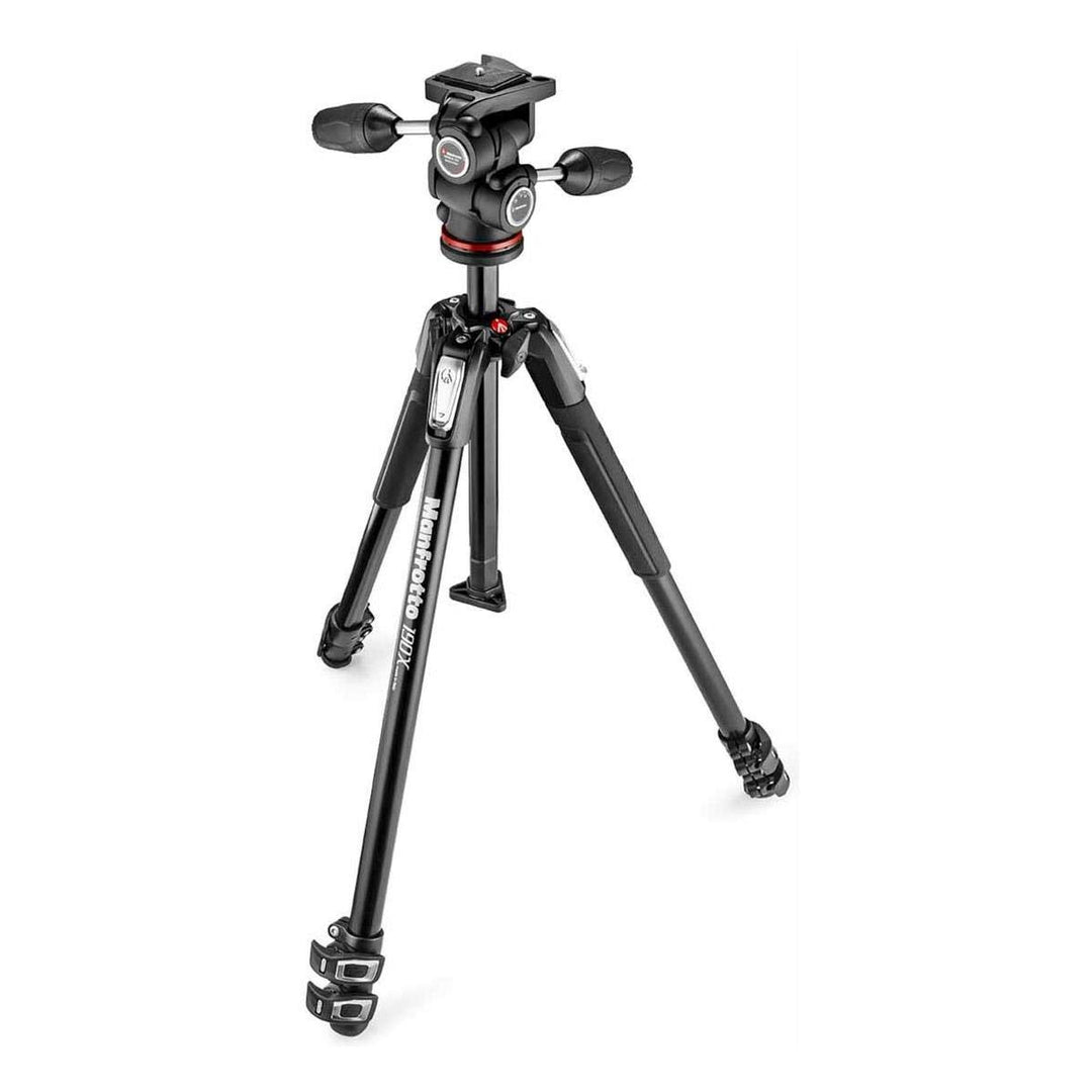Manfrotto MK190 X 3–3 W1 + Kugelkopf für Kamera Stativ schwarz 3-Wege-Neiger, 3-Wege-Neiger