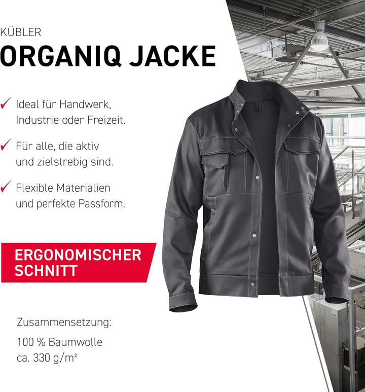 KÜBLER Workwear KÜBLER ORGANIQ Arbeitsjacke anthrazit 90 anthrazit, 90 anthrazit