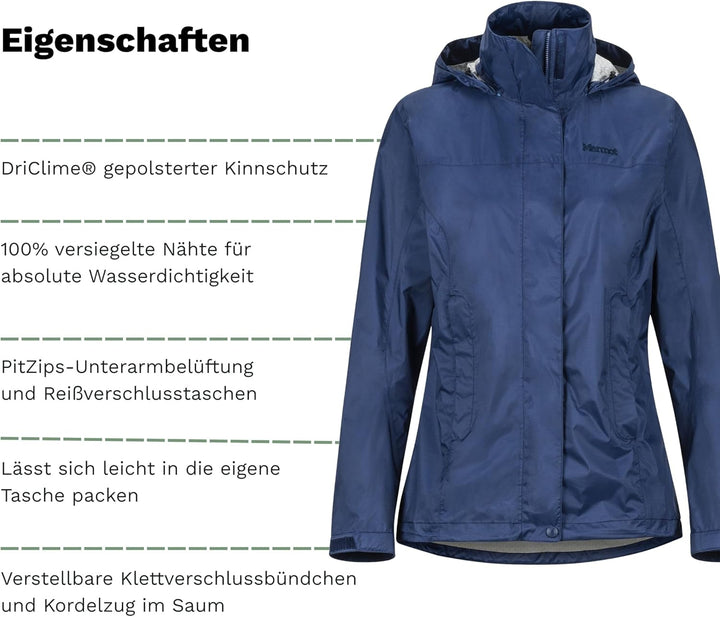 Marmot Damen PreCip Eco Jacket, Wasserdichte Regenjacke, winddichter Regenmantel, atmungsaktiver, fa