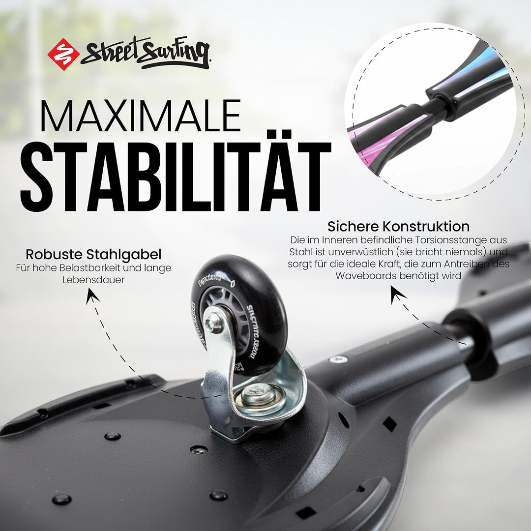 Street Surfing Waveboard Waveboard, Robustes, verstärktes Kunststoff-Waveboard, 3,6 kg, Caster Board