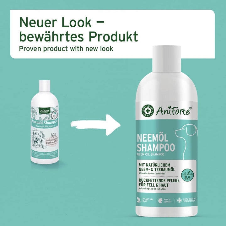AniForte Neemöl Shampoo für Hunde 500ml - Hundeshampoo gegen Juckreiz, Milben, Flöhe, Zecken, Hautfr
