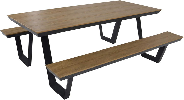 Lesli Living Picknick-Set Bank mit Tisch rechteckig 200cm Aluminium